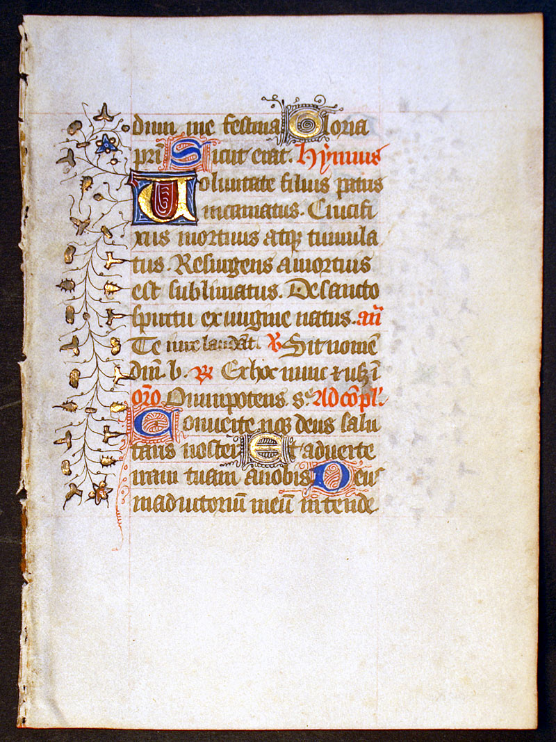 Medieval Book of Hours Leaf - Hours of Trinity - Rinceaux border
