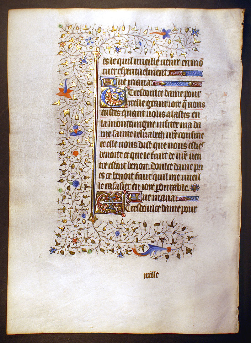 Medieval Book of Hours Leaf c 1420-40 in French