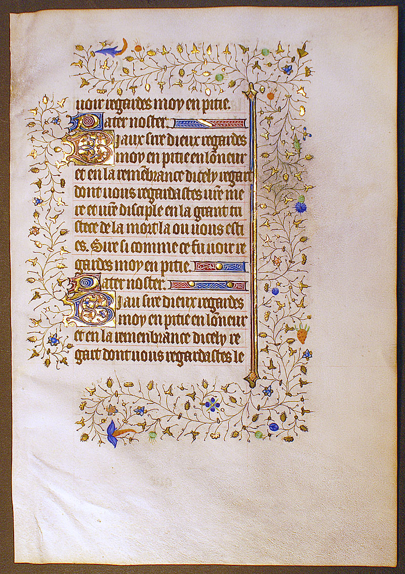 Medieval Book of Hours Leaf in French - c 1420-40