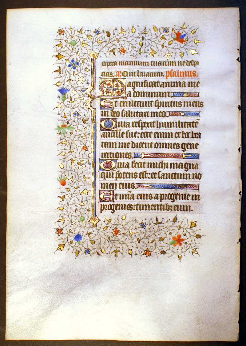 Medieval Book of Hours Leaf - The Magnificat - c 1420-40