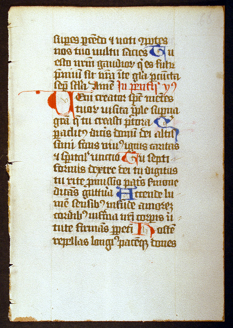 Medieval Breviary Leaf - Hymn Veni Creator