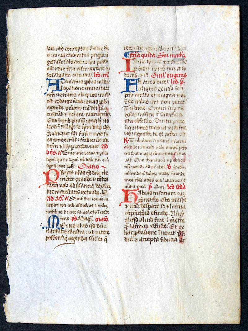 Breviary Leaf, c. 1390 - For use of the Augustine Hermits