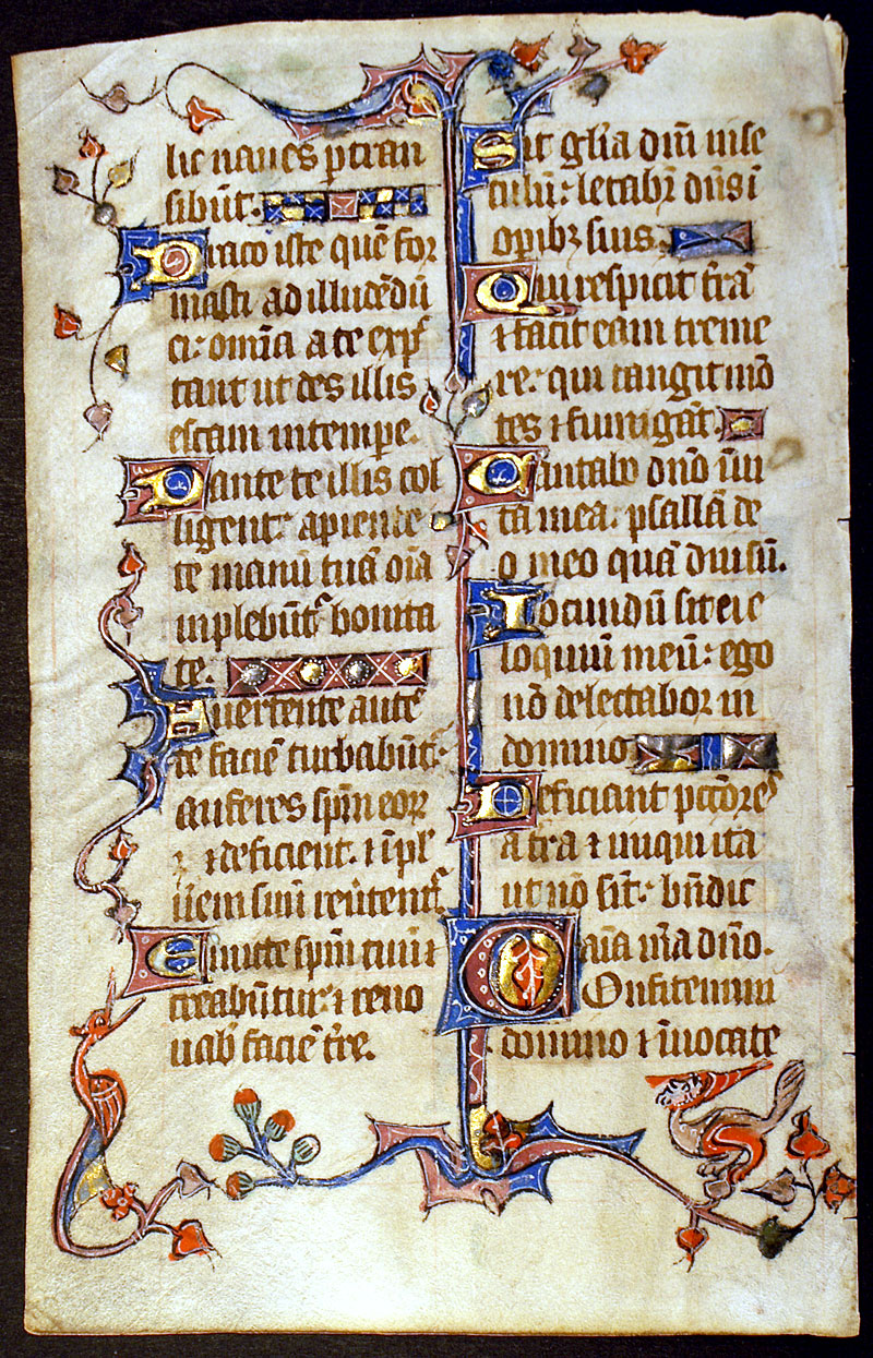 Medieval Psalter Leaf - England - Creatures