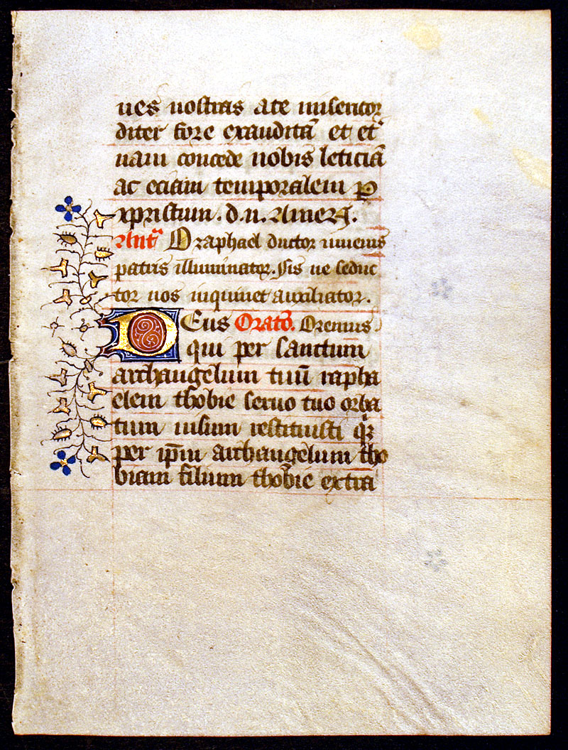 Medieval Book of Hours Leaf - Seventh Order of Angels
