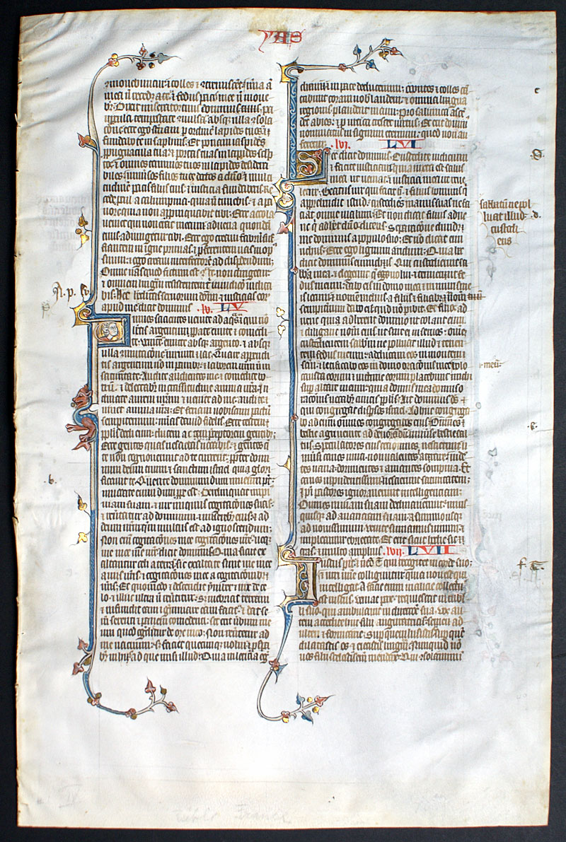 Medieval Bible Leaf - Large Folio - great illuminations