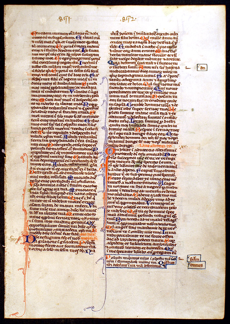 Medieval Bible Leaf - Psalms - William de Brailes workshop