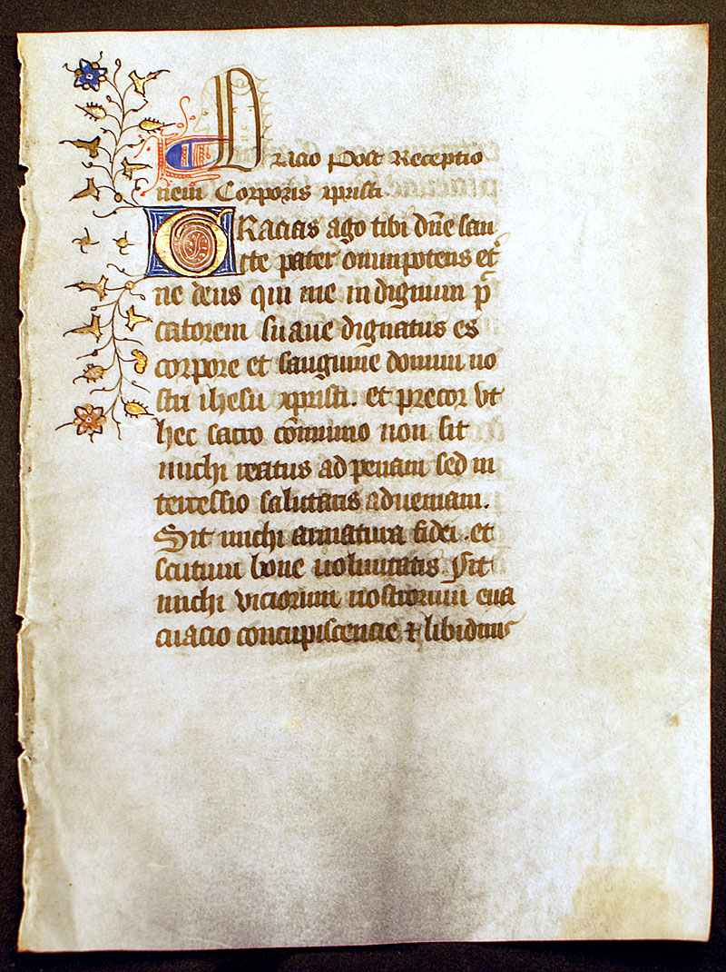 Medieval Book of Hours Leaf - Initial with two faces