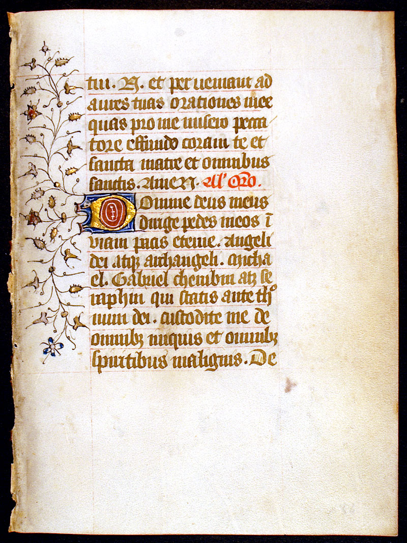Medieval Book of Hours Leaf - Elegant rinceaux border