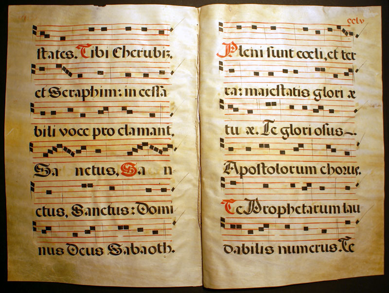 Gregorian Chant - c 1550 Continuous Bifolium - 2 Leaves 4 Pages