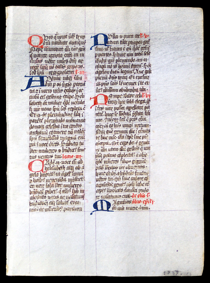 A Medieval Breviary Leaf - c 1470 - Commentary on Luke