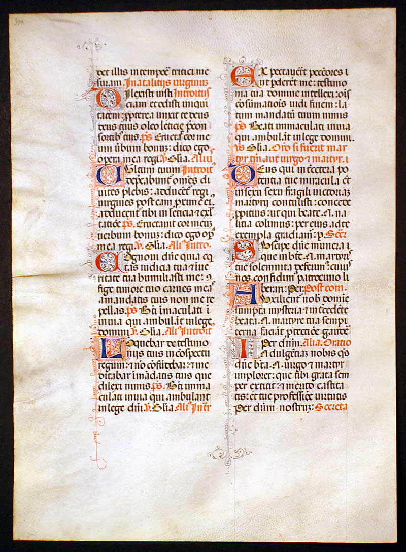 Medieval Missal Leaf - Italy (probably Bologna) c 1470-80