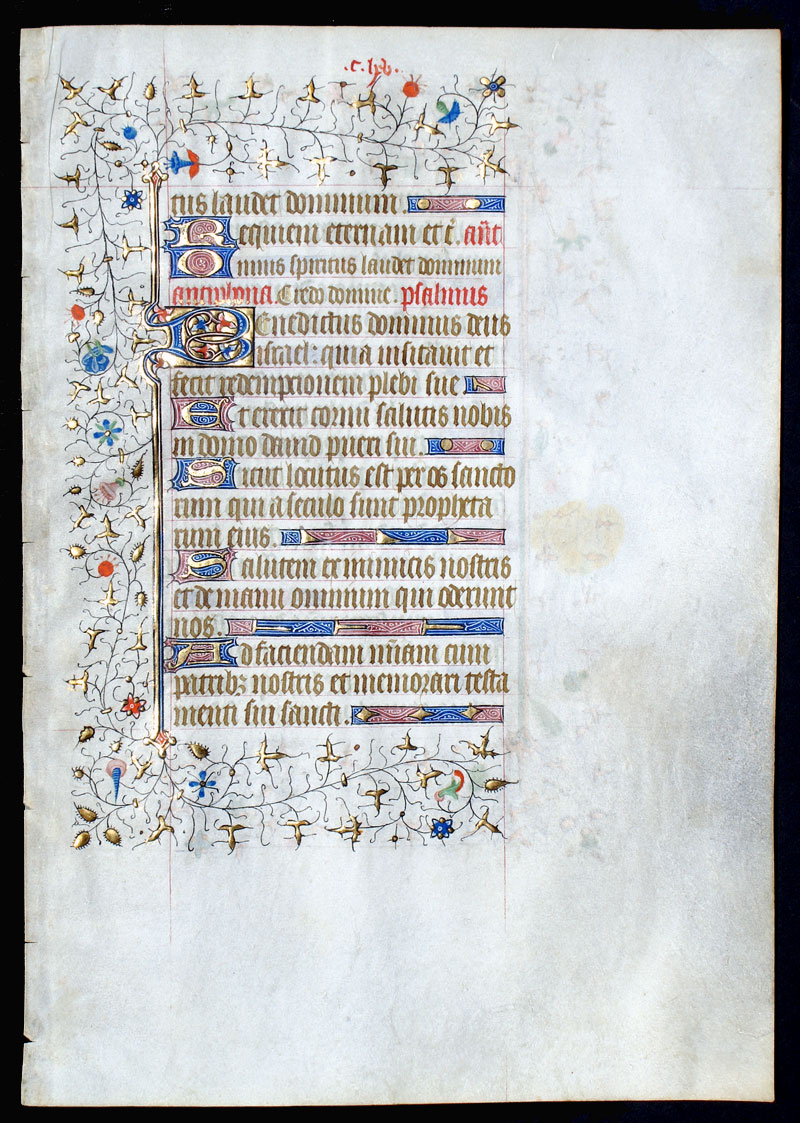 Medieval Book of Hours Leaf - Canticle of Zachary
