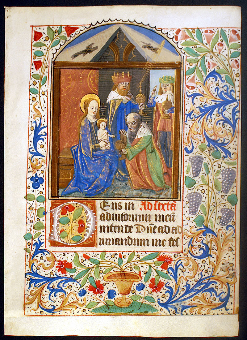 Adoration of the Magi - Medieval Book of Hours Leaf c. 1460