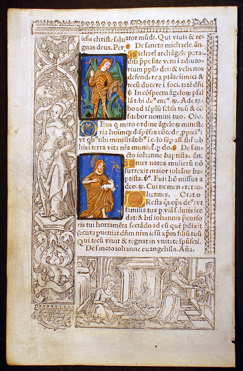 John the Baptist & Michael Archangel - 1518 Book Hours Leaf