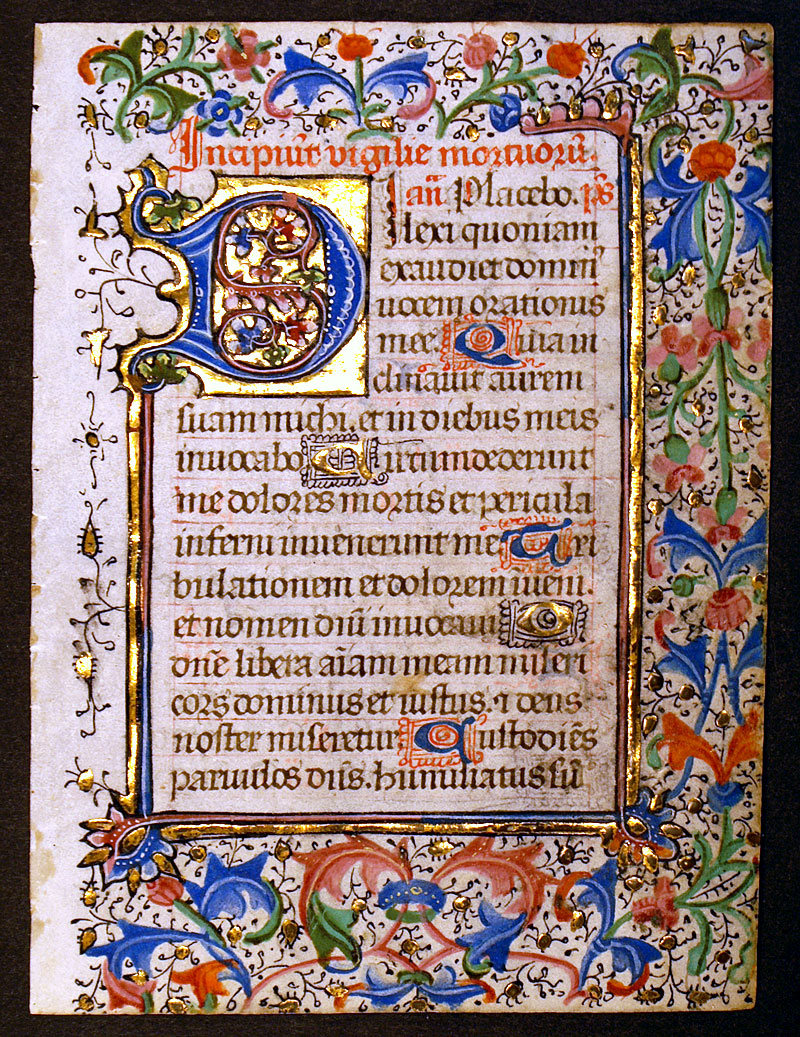Medieval Book of Hours Leaf c 1450-70 - Elaborate border