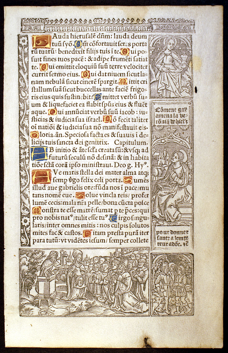 Book of Hours Leaf c 1518 Ave Maris Stella, Magnificat