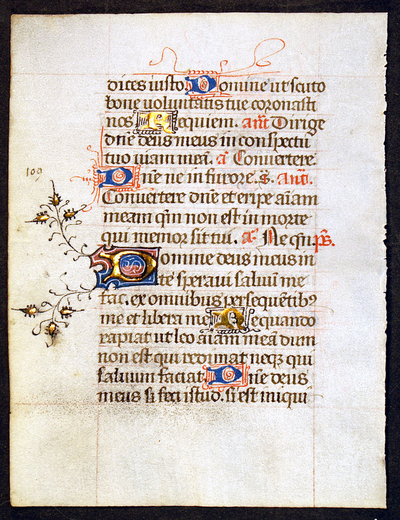 Medieval Book of Hours Leaf c 1450-70 - Psalms