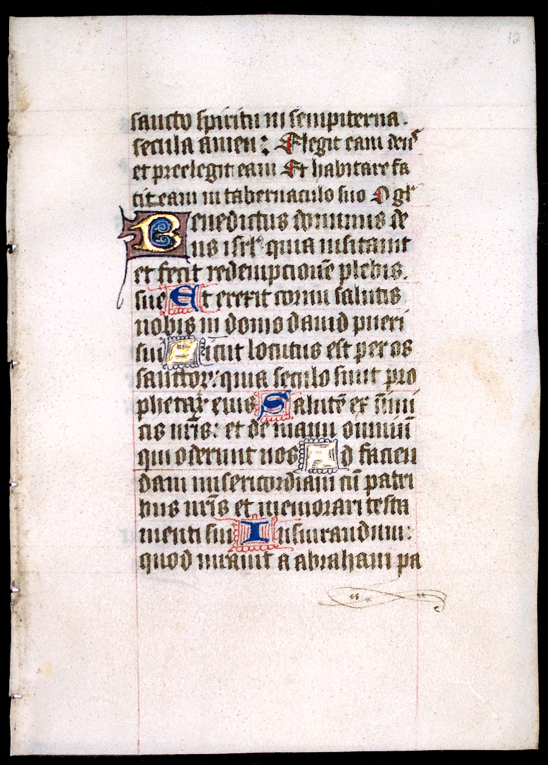 Book of Hours Leaf - Canticle of Zachary - Use of Sarum