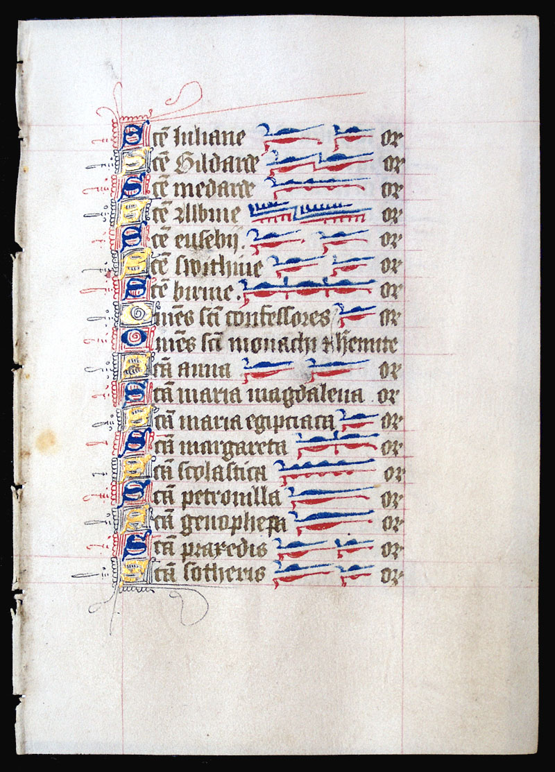 Book of Hours Leaf c 1450 - for English Market - Litany