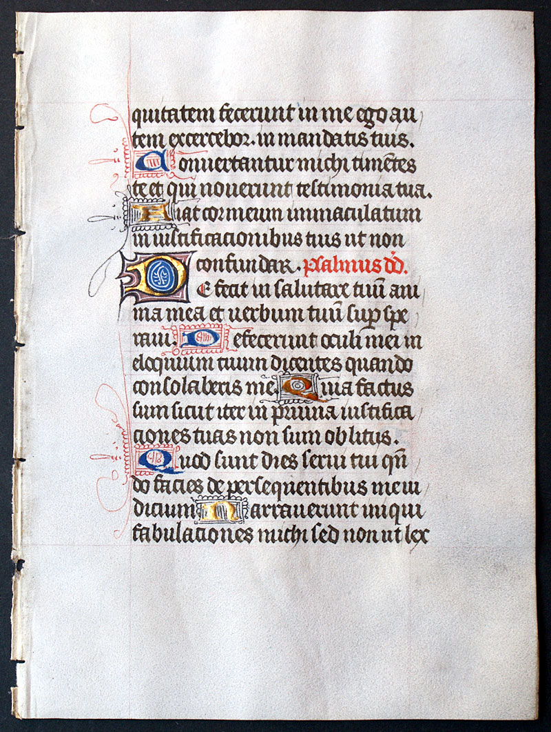 A Medieval Book of Hours Leaf c 1450 - Sarum Use - Psalms