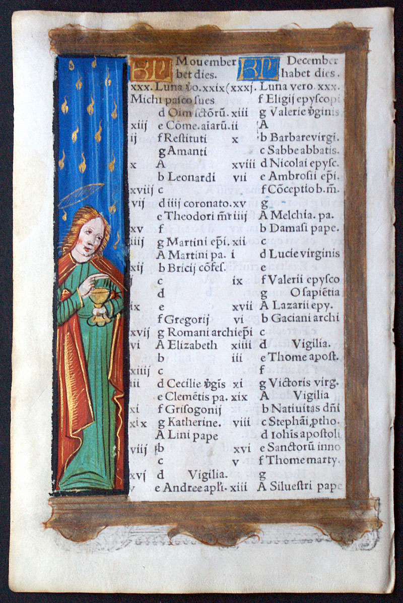 Calendar leaf Sept - Dec 1518 - St John Blessing the chalice