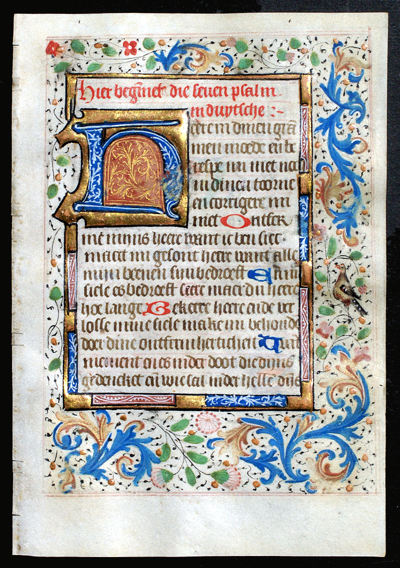 Book of Hours Leaf - c 1475 - in Dutch - Elaborate borders