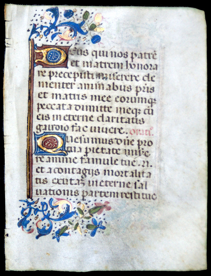 A Book of Hours Leaf - miniature size, c 1460 - Italy