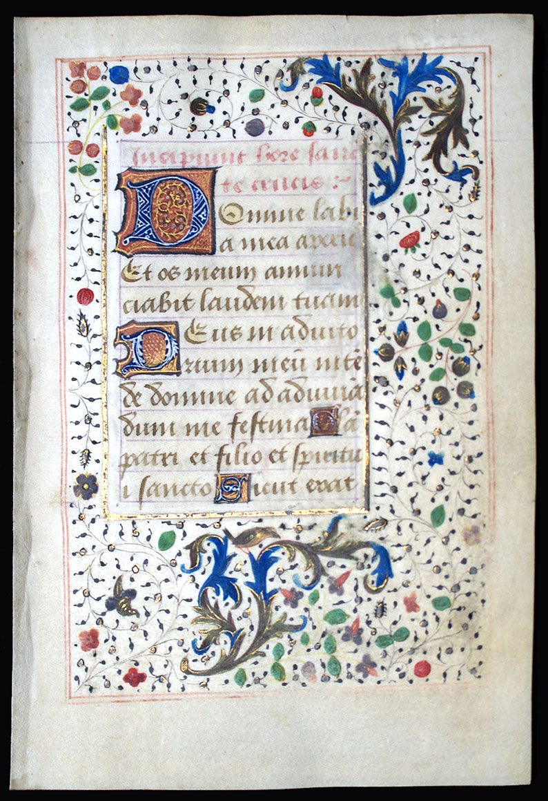 A Book of Hours Leaf - c. 1485 with elaborate border