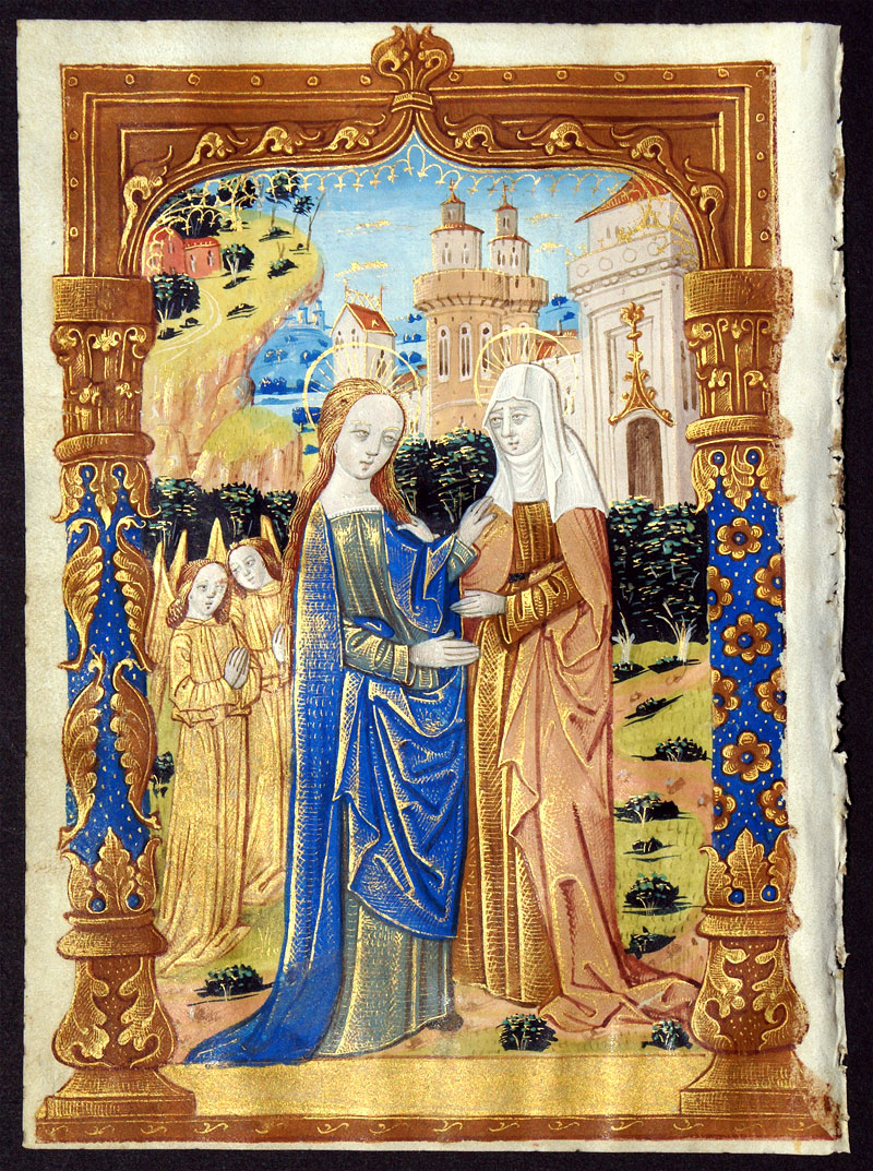 Book of Hours Leaf - Full miniature of The Visitation - Rouen