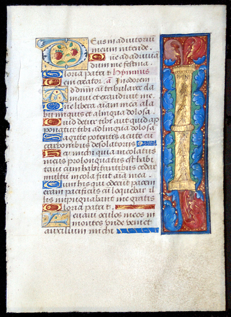 Book of Hours Leaf - Beautiful Borders and Content - c 1490-1510