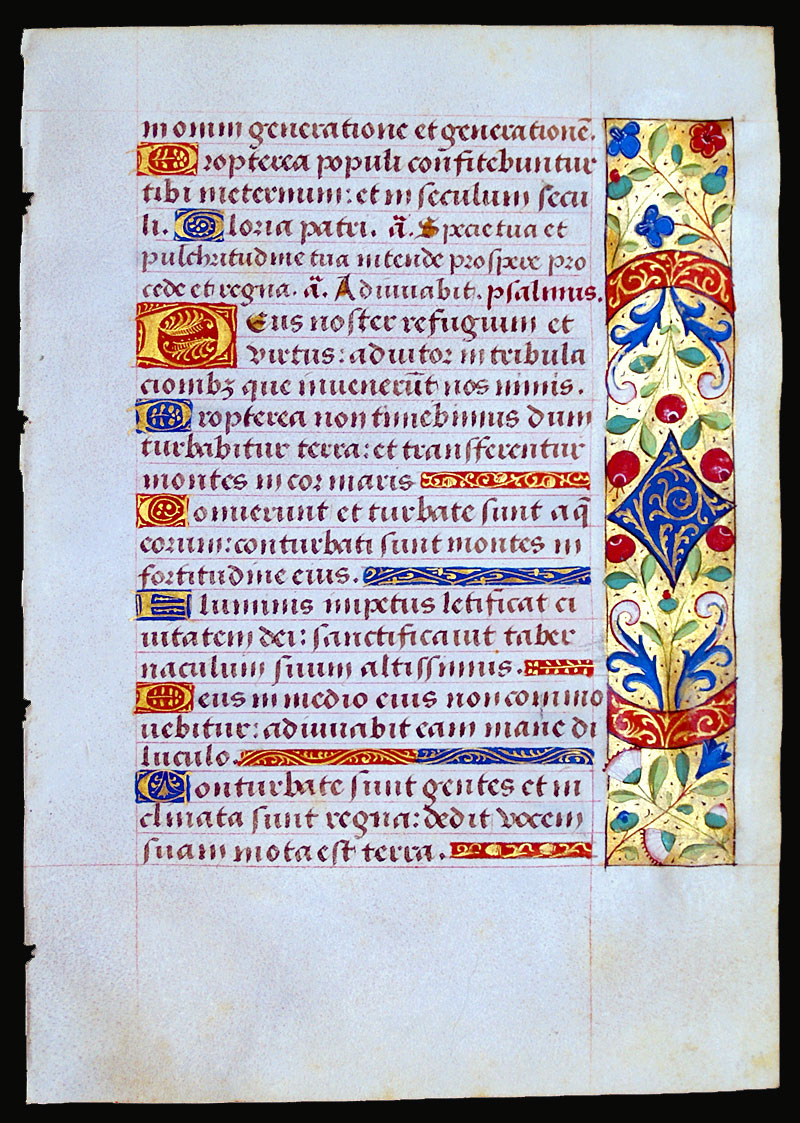 Book of Hours Leaf c 1470-90 - Elaborate borders - Psalms