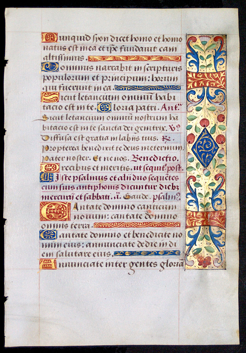Book of Hours Leaf 1470-90 - Sing ye to the Lord a new canticle