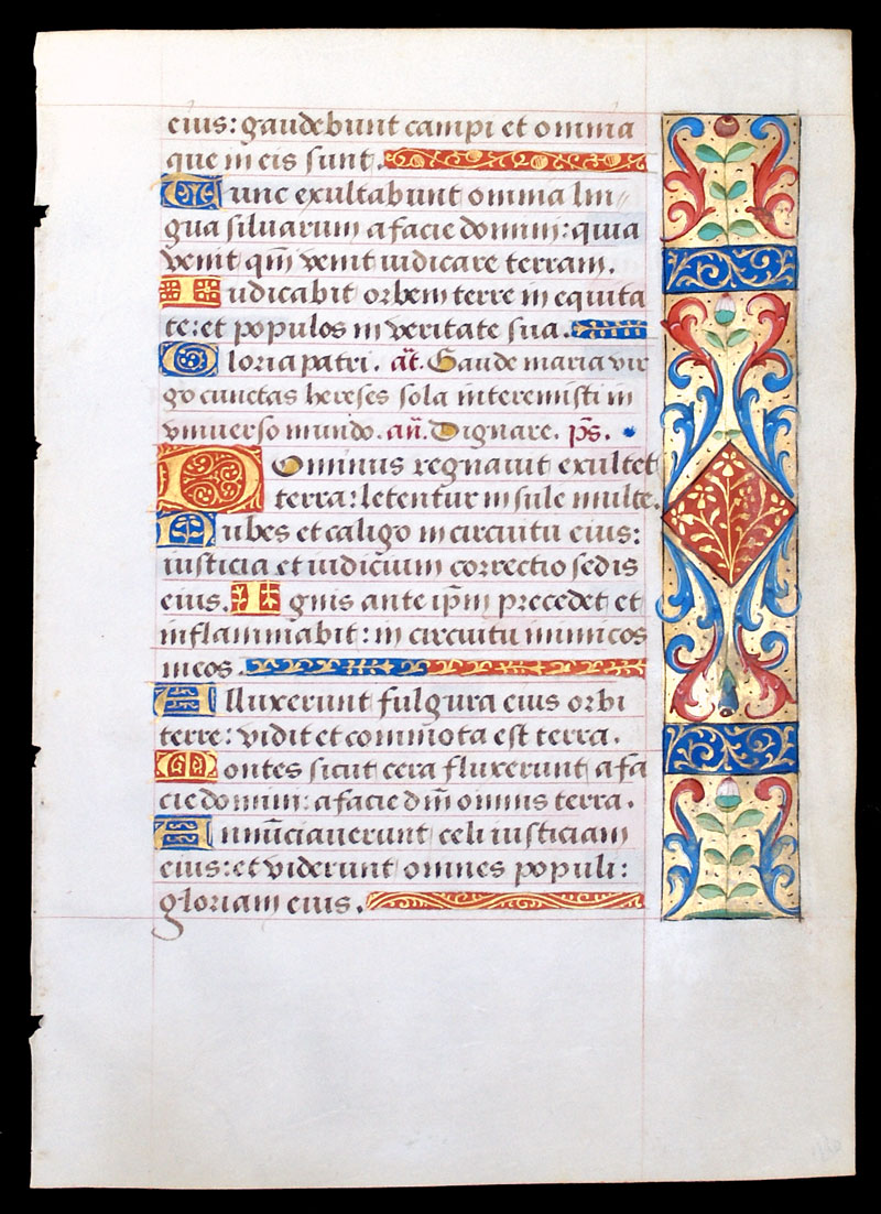 A Book of Hours Leaf - c 1470-90 - vibrant & elaborate borders