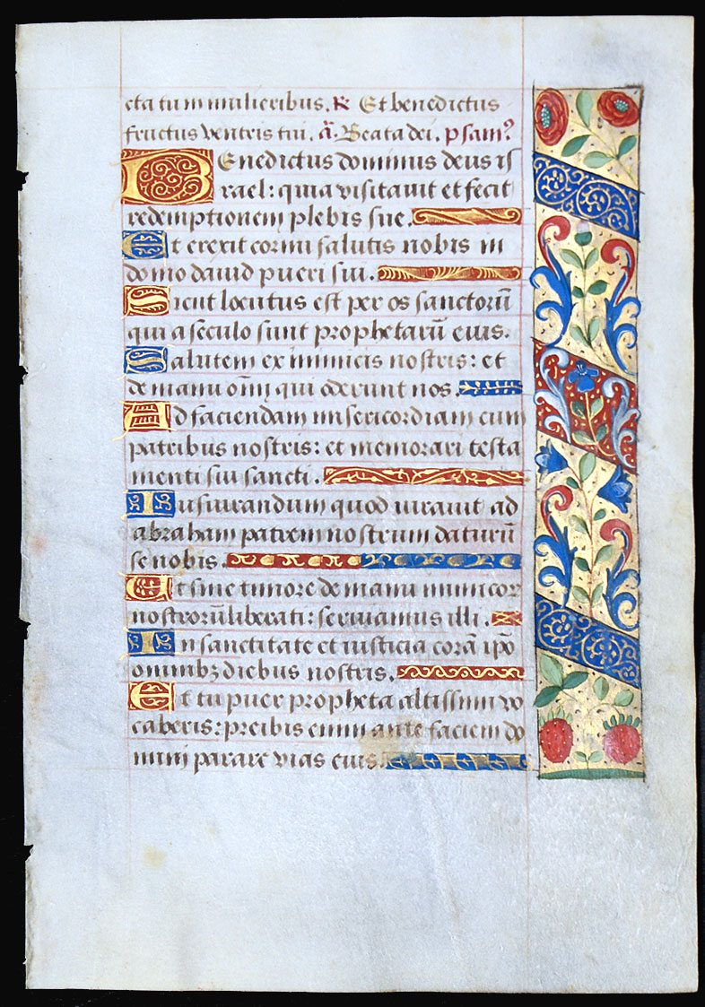 Rouen Book of Hours Leaf c 1470-90 - Canticle of Zachary