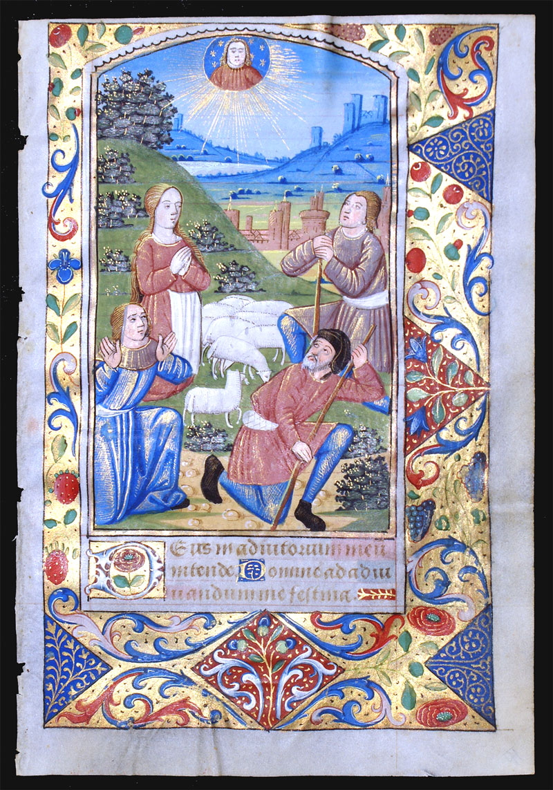 Annunciation to the Shepherds c 1470-90 - Book of Hours Leaf