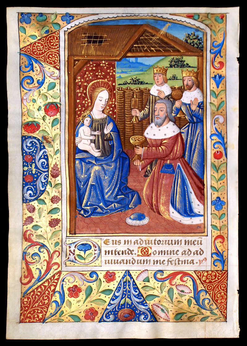 An exceptional Book of Hours Leaf - Adoration of Magi c 1470-90