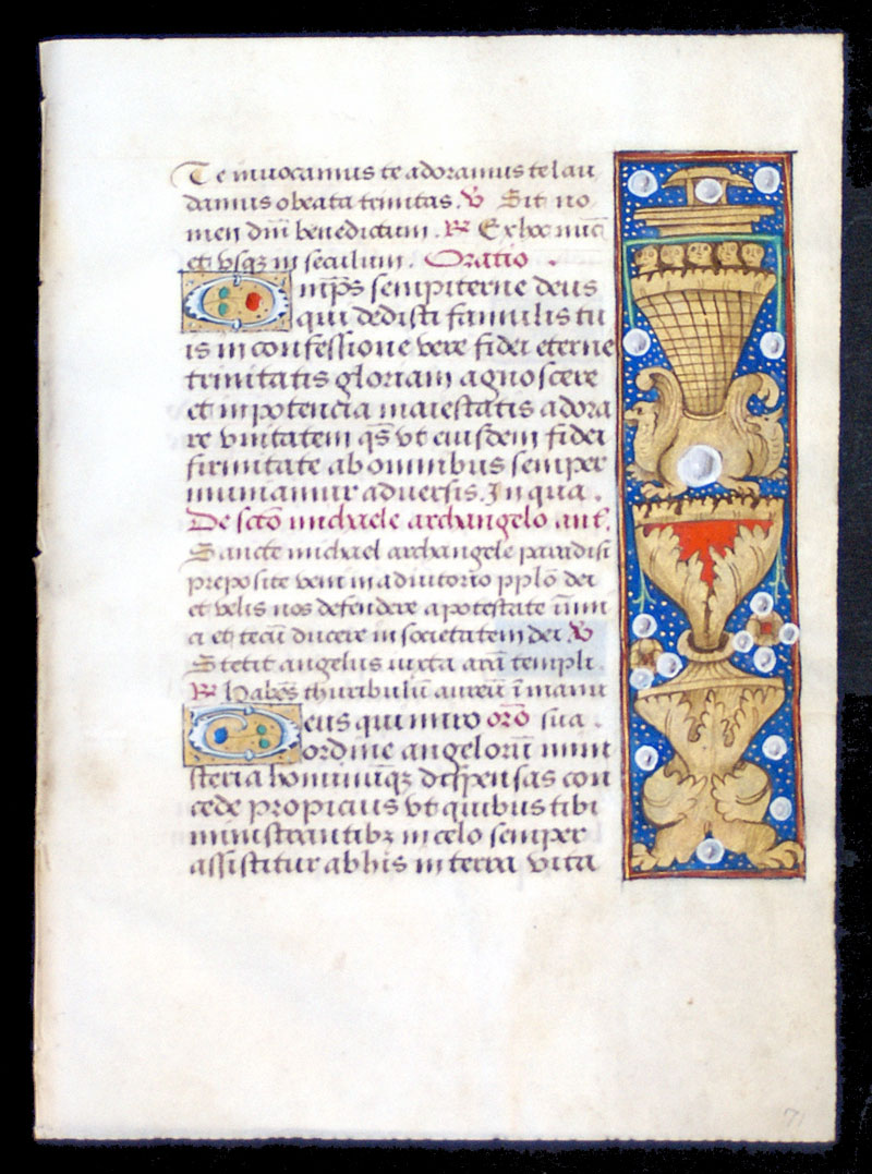 c 1490-1510 Book of Hours leaf - border with faces
