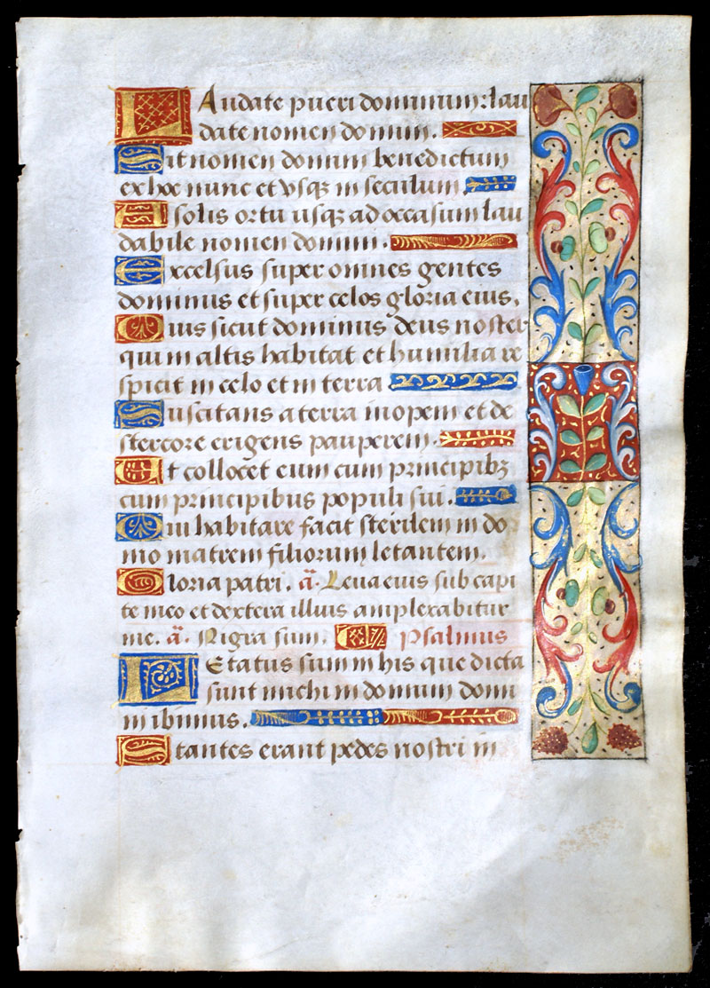 Book of Hours Leaf with elaborate borders, c 1470-90 - Psalms