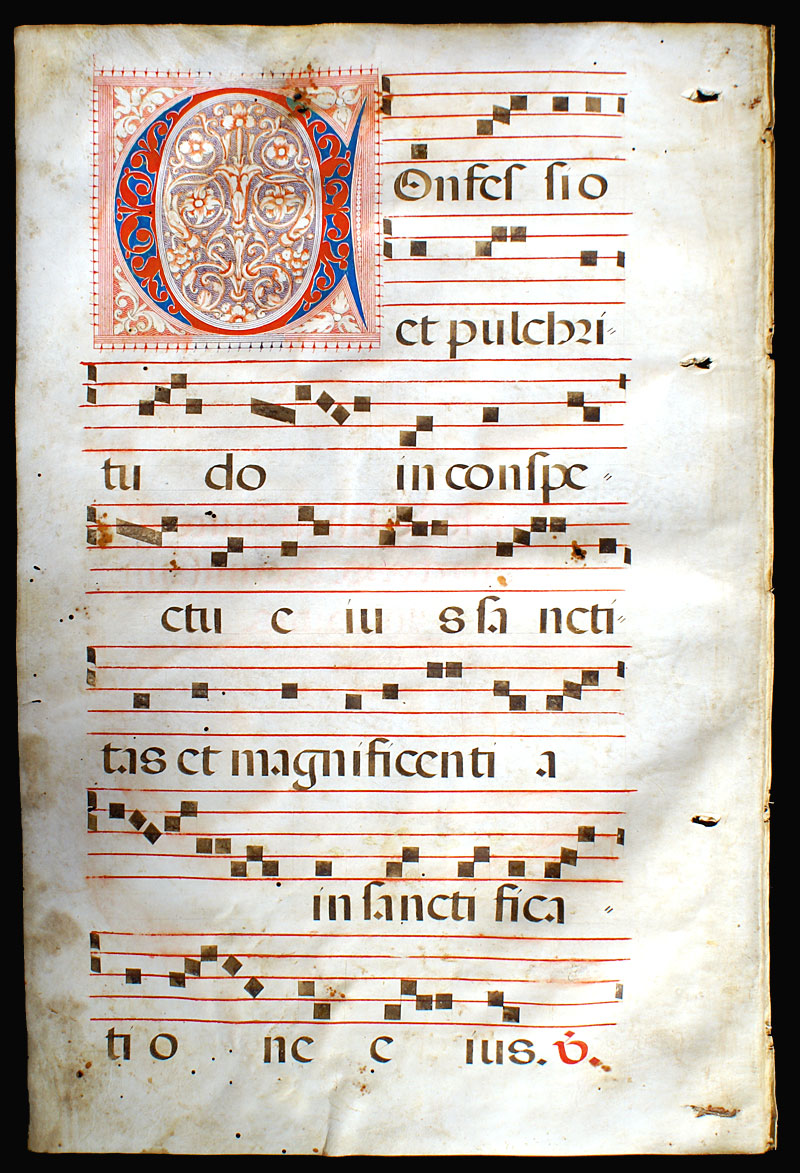 Antiphonal Leaf - Puzzle Initial - Gregorian Chant, 1612
