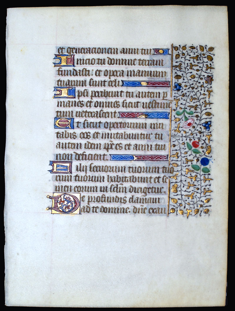 A Book of Hours Leaf - c 1440-50 - Elaborate Borders