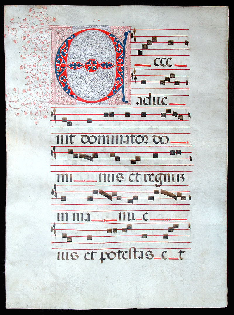 Antiphonal Leaf - Gregorian Chant c 1480 - Puzzle Initial