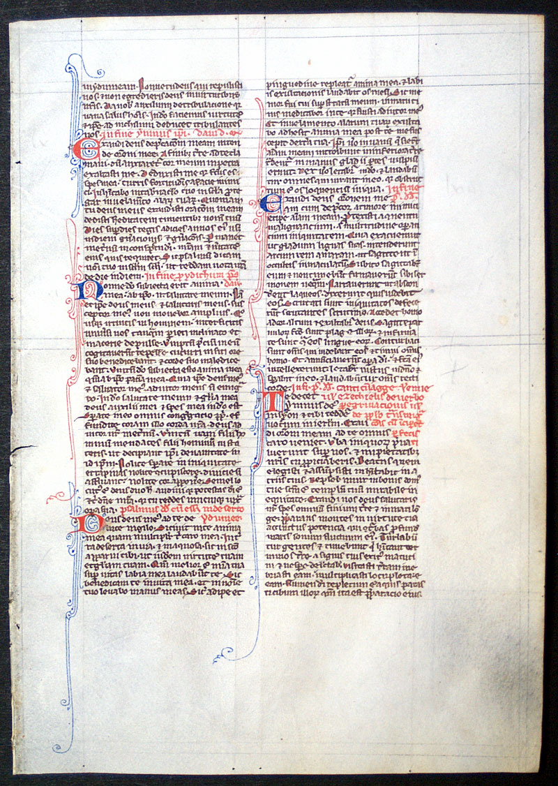 Beautiful early Bible Leaf, c 1240 - 7 complete Psalms