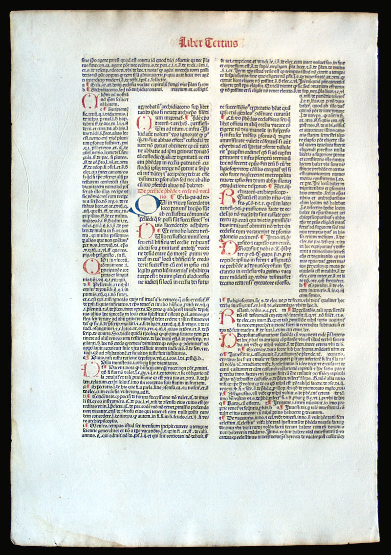 Incunabula - 1486 Canon Law Leaf - Gregory's Decretales