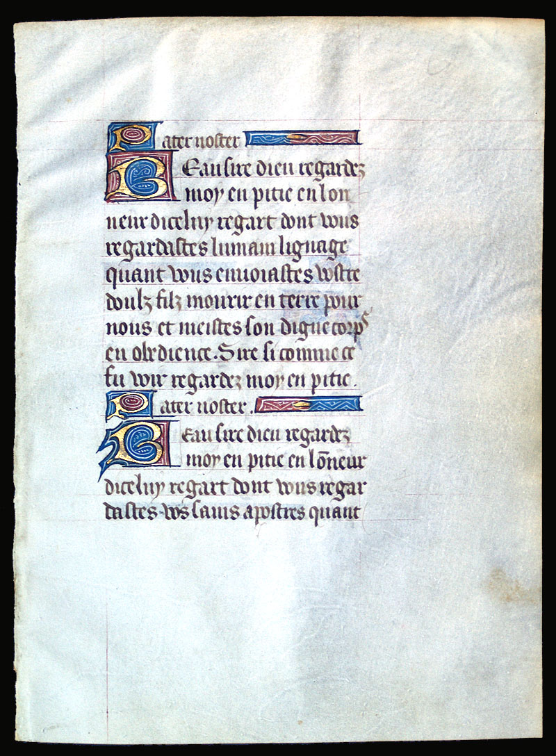 A Book of Hours Leaf in French - 7 Requests to Our Lord