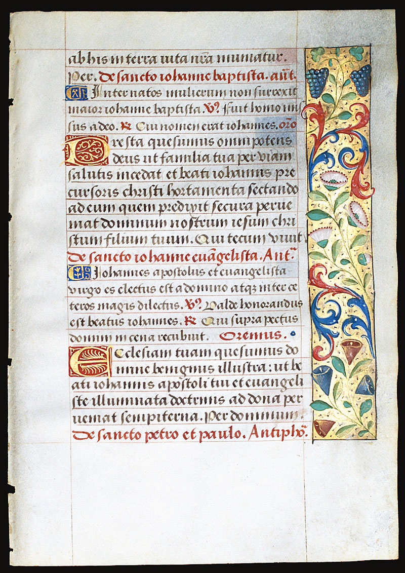 A Beautiful Book of Hours Leaf - Suffrages - c 1470-90