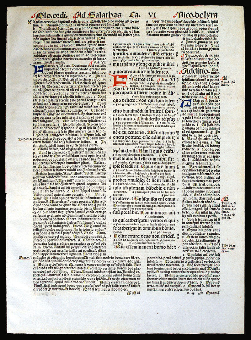 Biblia Latina - Incunabula printed in 1498 - Galatians