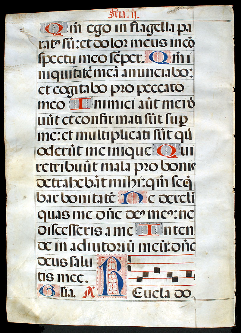 Choir Psalter Leaf c 1520 - Elaborate initials - Psalms