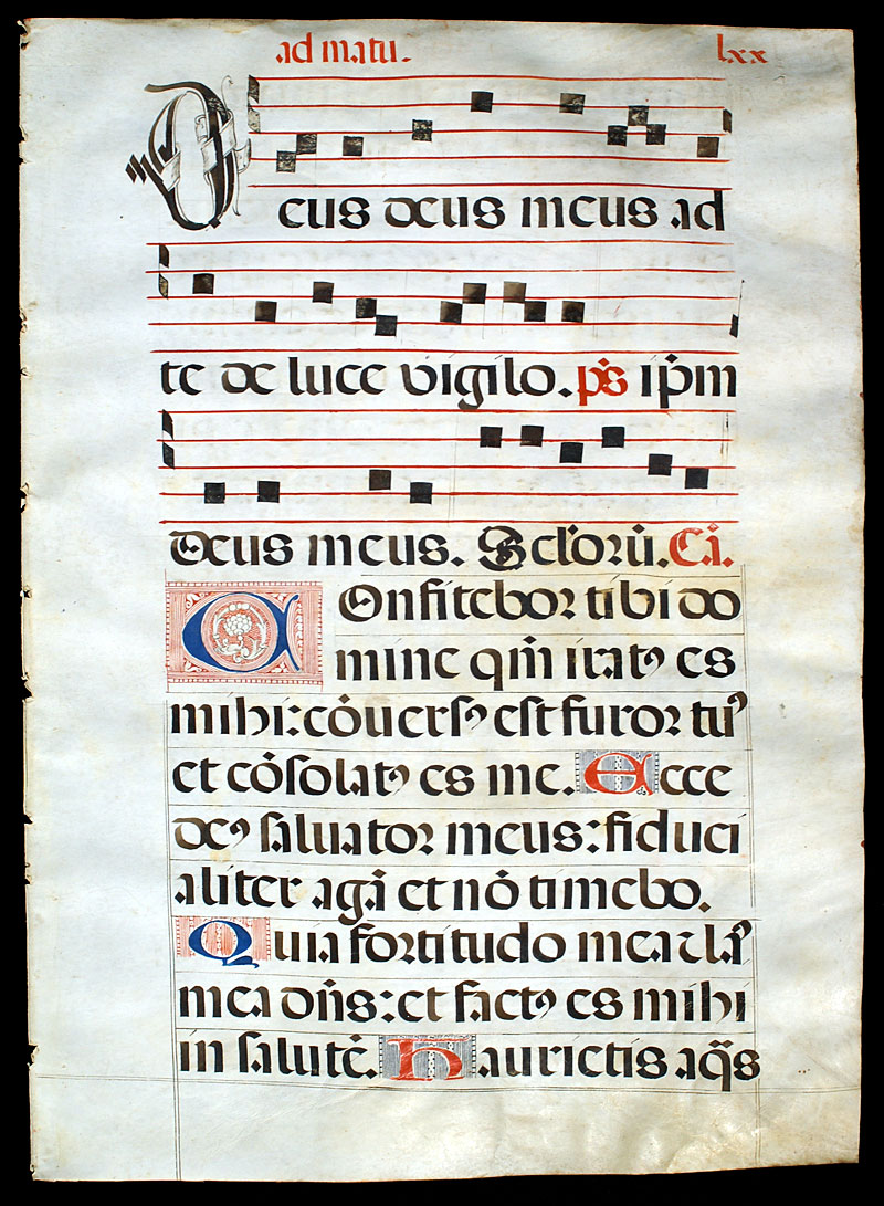 Choir Psalter Leaf c 1520 - Elaborate initials - Isaiah