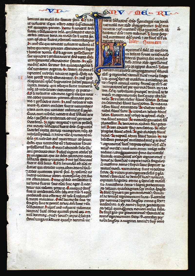 c 1240-55 Bible Leaf - Miniature of Moses - Leviticus