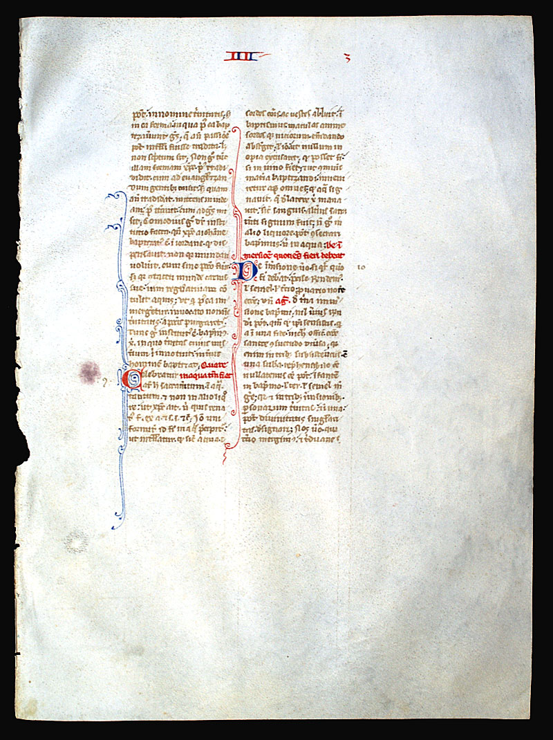 Medieval Theology Leaf, c. 1275 - Petrus Lombardus